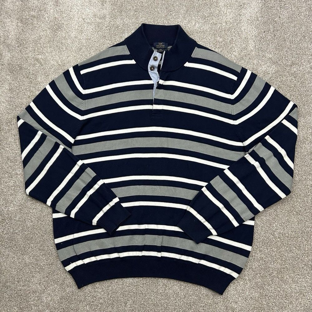 Brooks‎ Brothers Men's Size 2XL Supima Cotton Striped Sweater FLAW